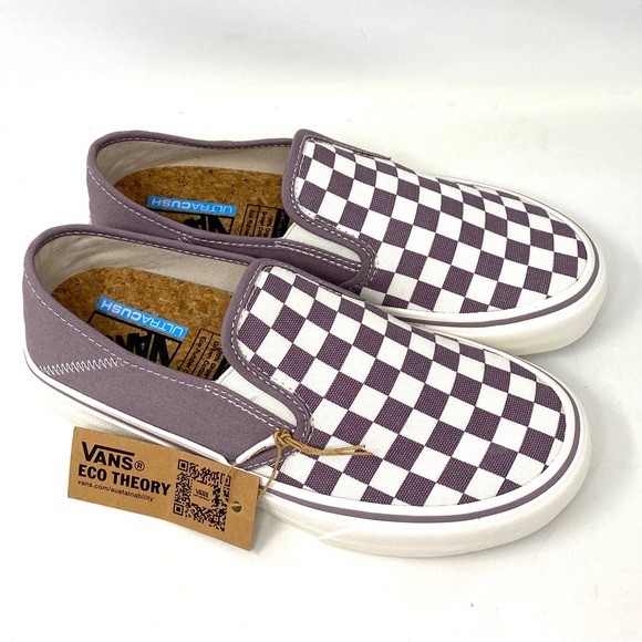 VANS Slip On Eco Theory Check Pure Purple Canvas Women’s Sneakers  VN0A5HYQA66 - Picture 5 of 9